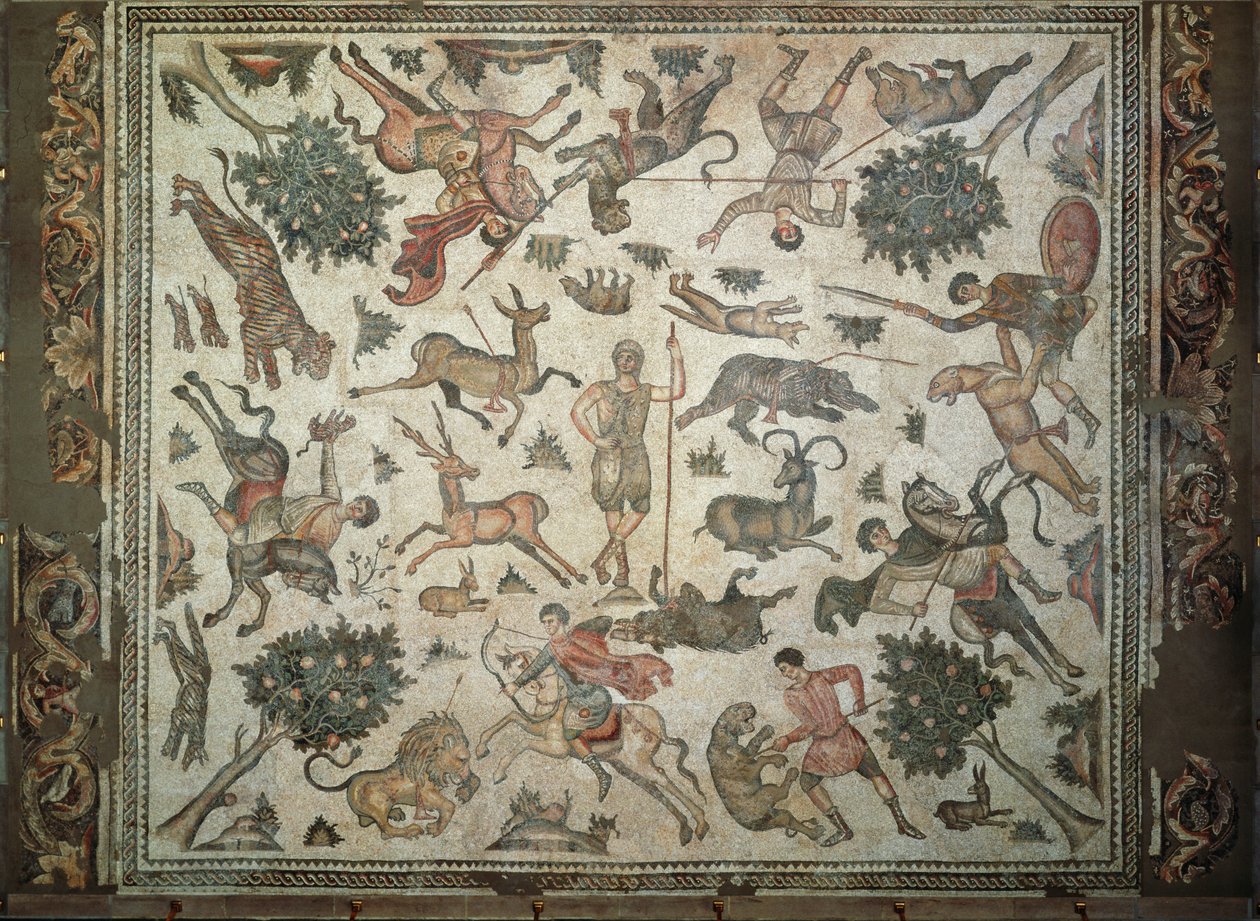 Worcester Hunt Floor Mosaic, z Antiochie (mozaika) od Roman
