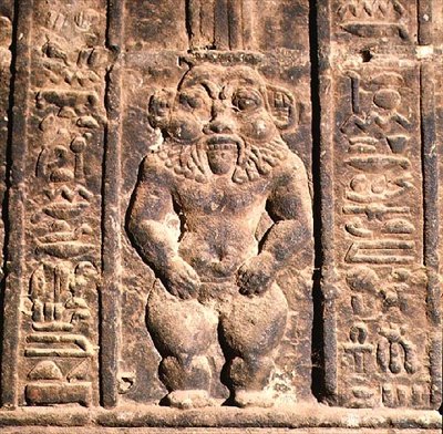 Bes, egyptský bůh domácnosti, z římské Mammisi, kolem roku 50 našeho letopočtu od Roman Period Egyptian