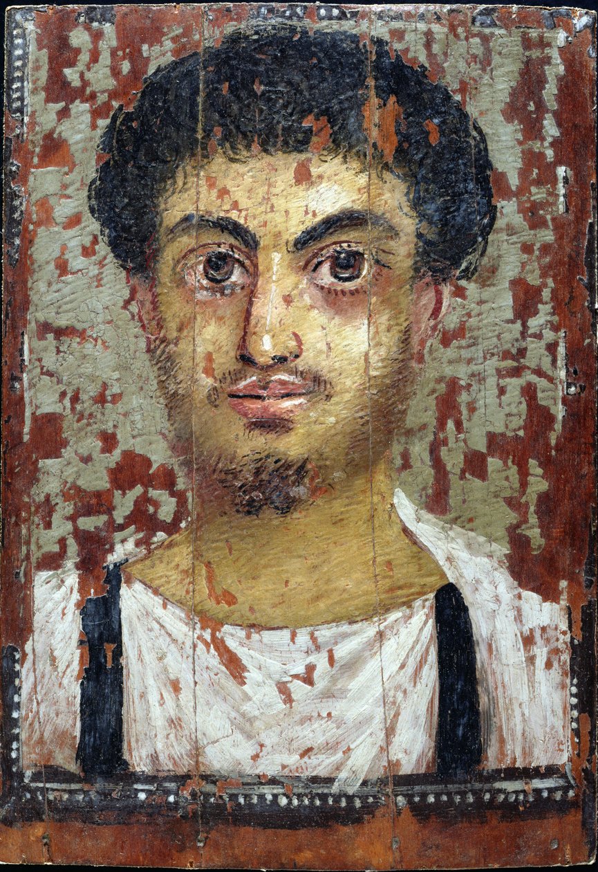 Mumiový portrét mladého muže (enkaustika na panelu) od Roman Period Egyptian