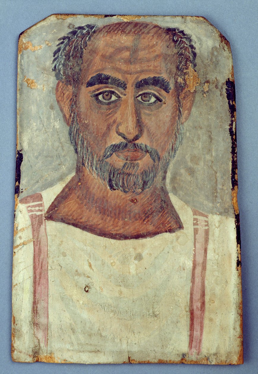 Mumiový portrét muže, cca 250-300 n. l. (tempera na dřevě) od Roman Period Egyptian