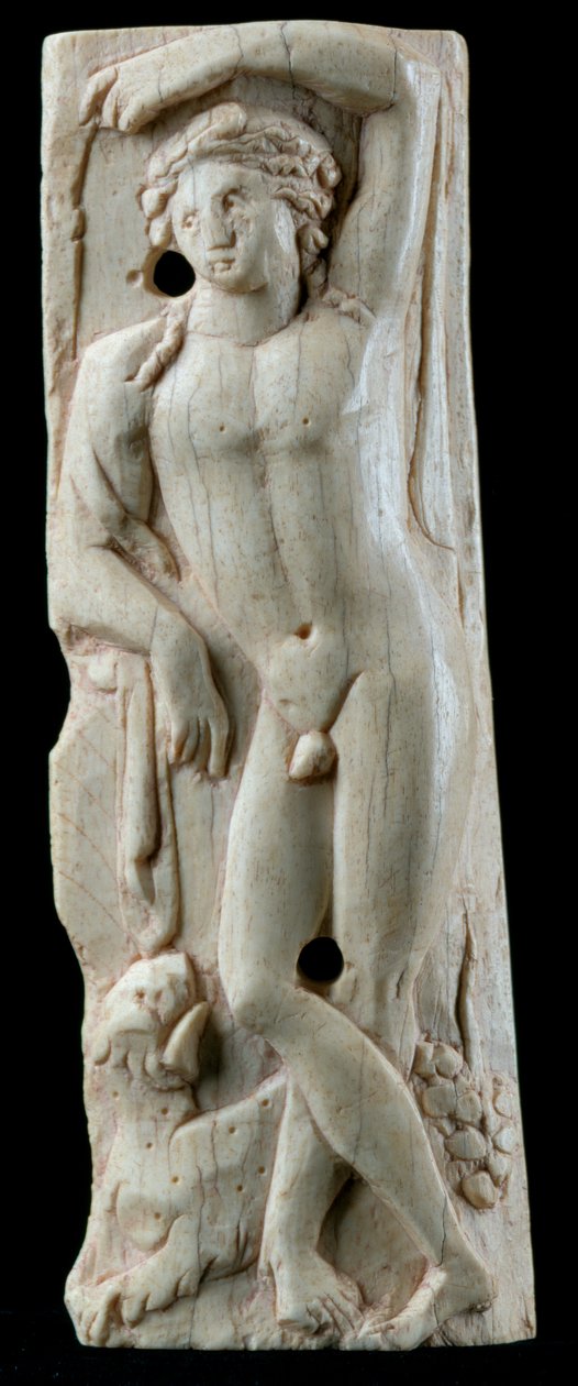 Plaketa zobrazující Dionýsa, z Egypta (kost) od Roman Period Egyptian