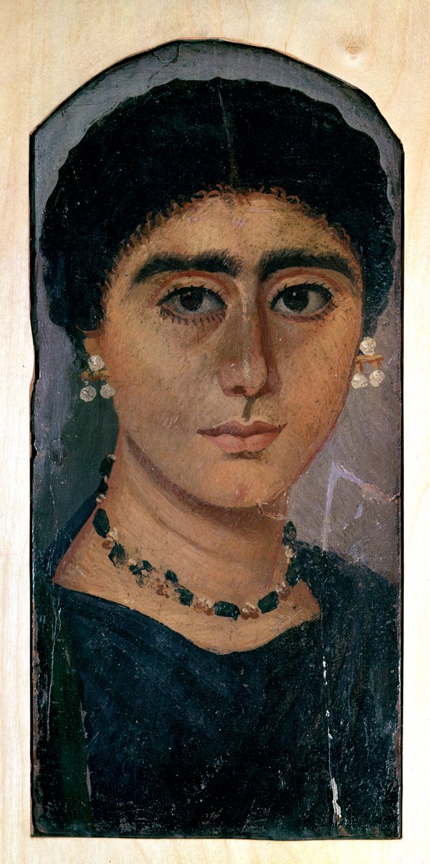 Portrét ženy, z Fayumu, 1.-4. století (enkaustický vosk na dřevě) od Roman Period Egyptian