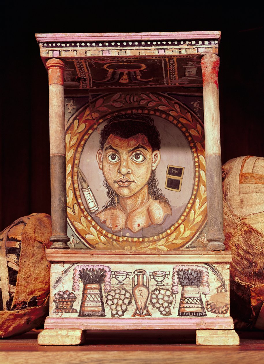 Portrét mladé dívky s nabídkami (tempera na panelu) od Roman Period Egyptian