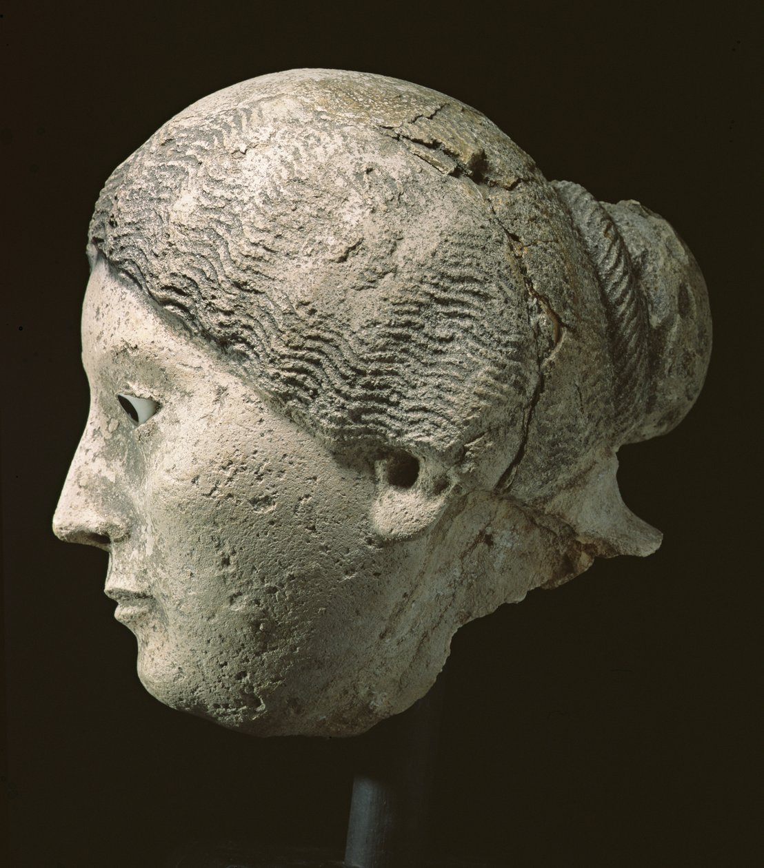 Boční pohled na hlavu ženy, 2. nebo 3. století našeho letopočtu (omítka) (viz také 270971-972, 270974) od Roman Period Egyptian
