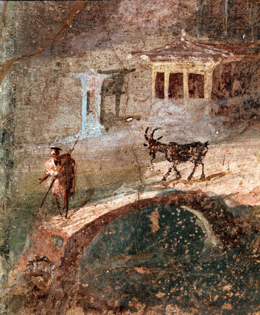 Muž se svou kozou (freska od Roman