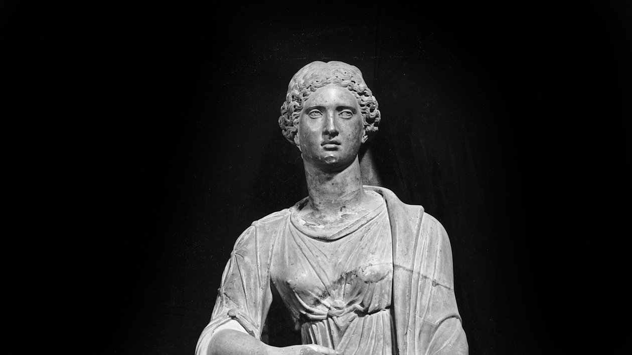 Agrippina mladší (15–59 n. l.) se svým synem Nerem (37–68 n. l.) (mramor) (černobílá fotografie) (detail 164899) od Roman