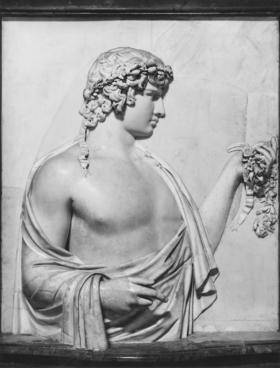 Antinous, cca 130-140 AD (mramor) (černobílá fotografie) od Roman