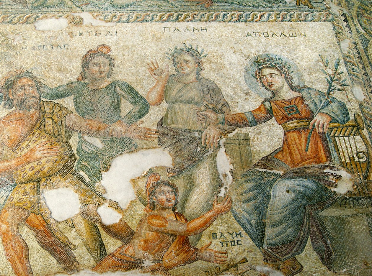 Apollo a Marsyas, Dům Aion, Paphos, Kypr (mozaika) od Roman