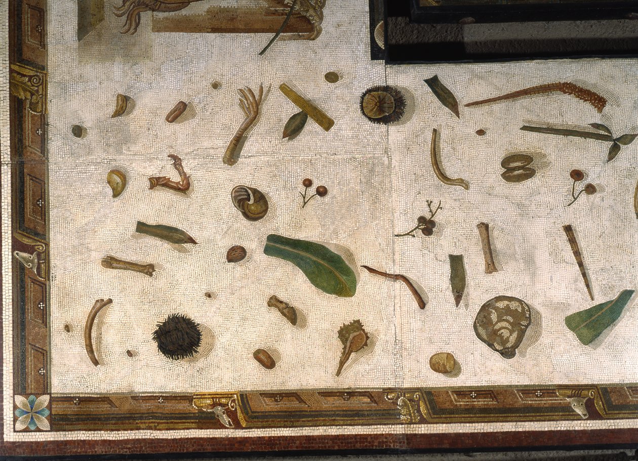 „Asarotos“ (podlaha nezametená) Fragmenty mozaiky podepsané Haraklitonem z Říma, 2. století našeho letopočtu, Řím od Roman