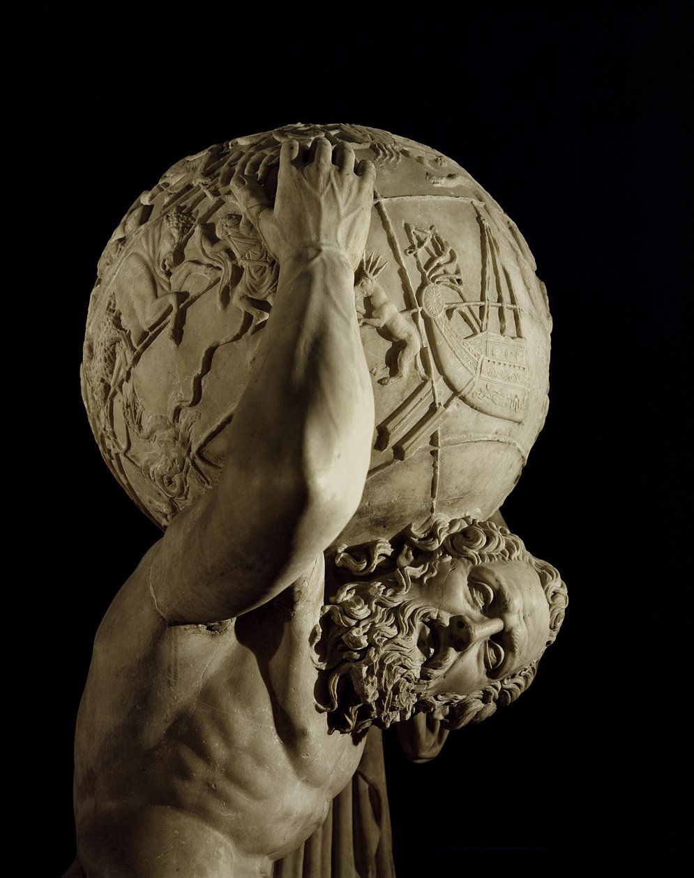 Atlas, kopie řeckého helénistického originálu (mramor) (detail) od Roman