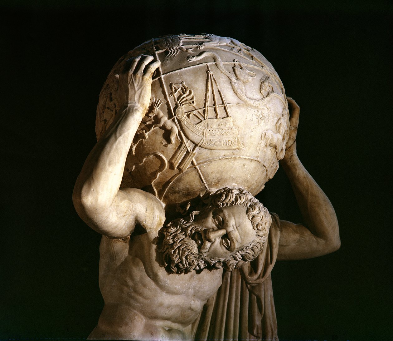 Atlas, kopie řeckého helénistického originálu (mramor) (detail) od Roman