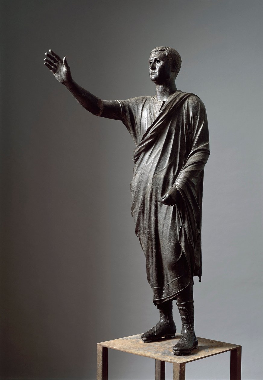 Aule Metele, Arringatore, Řečník, bronzová socha, 80 př.nl, z Pila (Perugia) od Roman