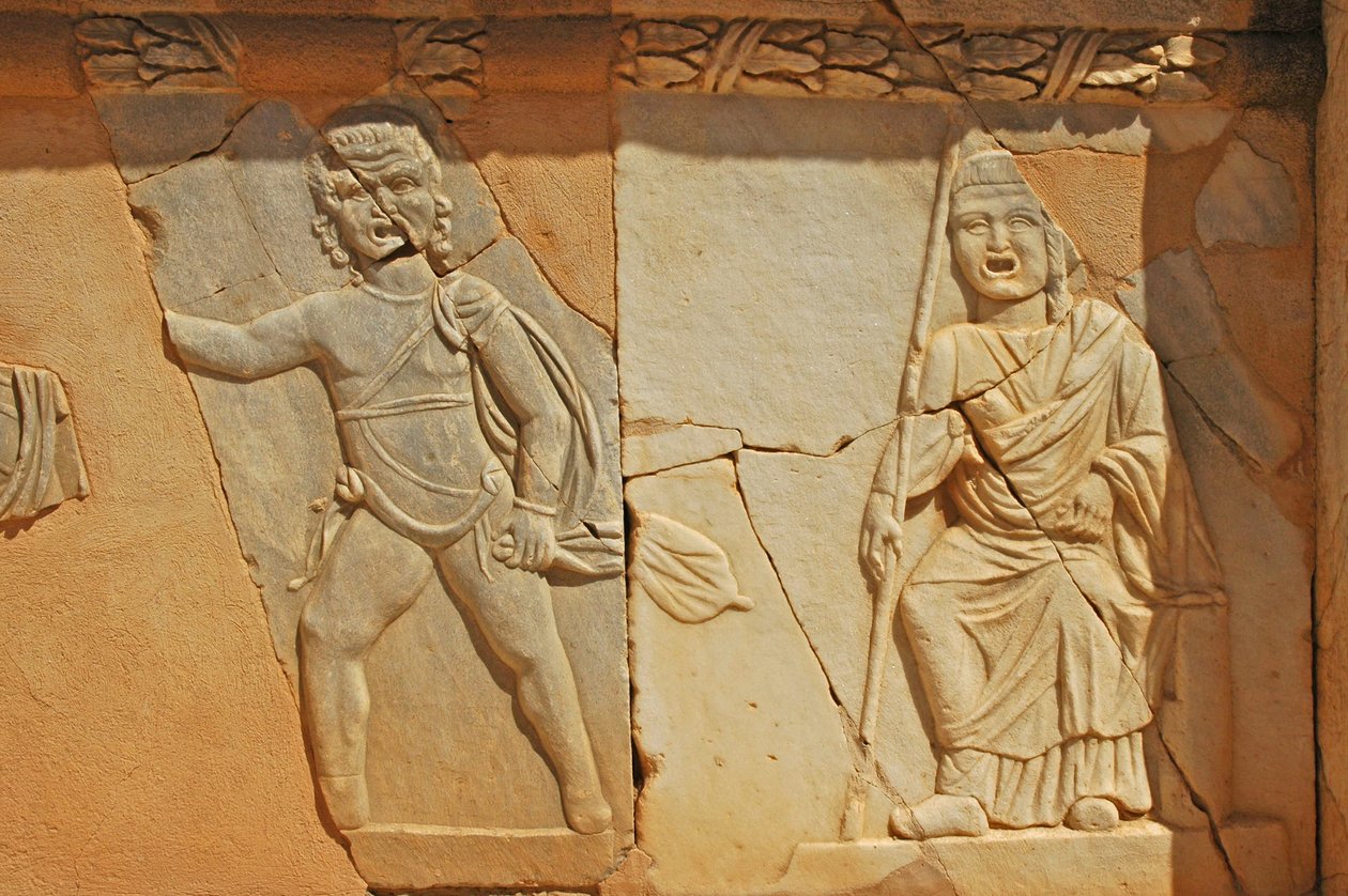 Basreliéfy na Proscénium římského divadla, Sabratha, Libye, 2. století našeho letopočtu od Roman