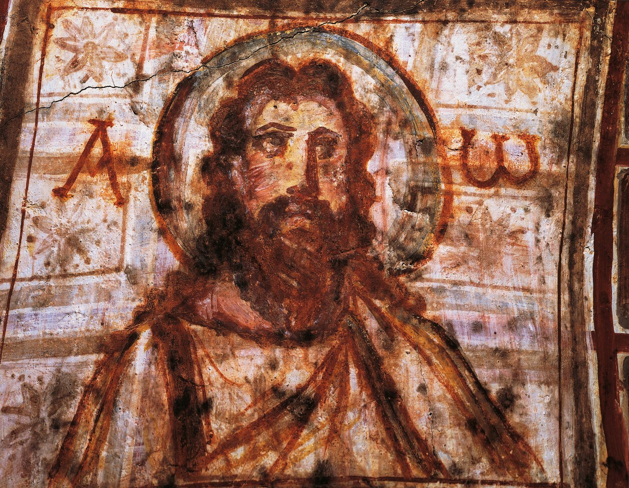 Busta Krista, Katakomby Commodilla, Řím (freska) od Roman