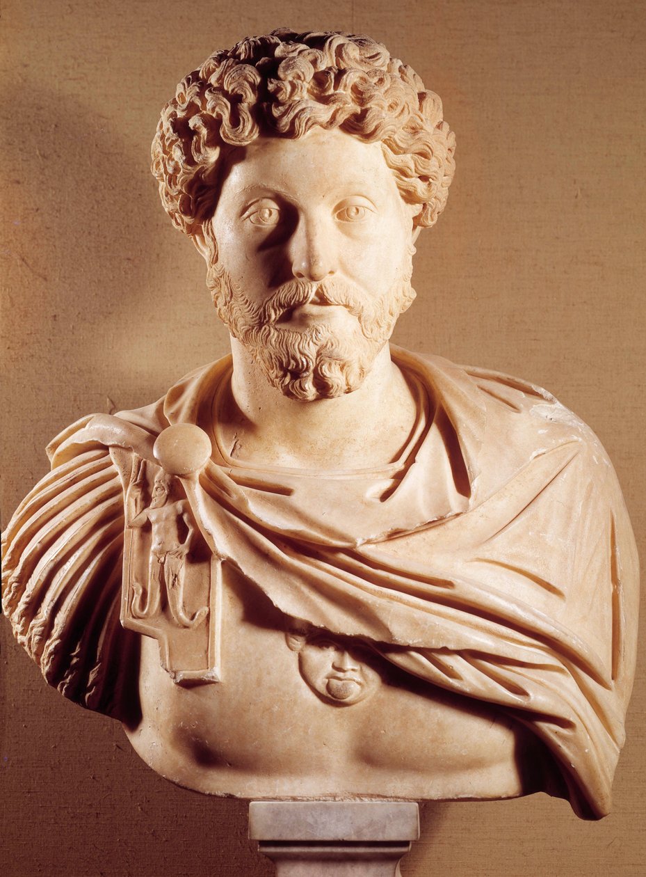Busta Marca Aurela (121-180 AD), římského císaře, Paříž, muzeum Louvre od Roman