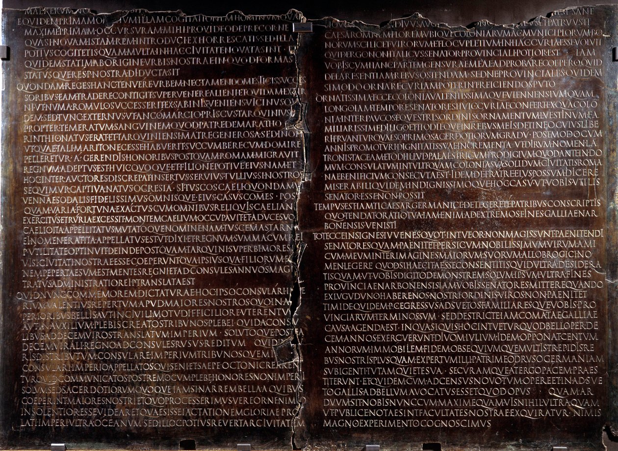 Tabulka Claudienne: řeč Clauda (Claudius nebo Clodio od Roman