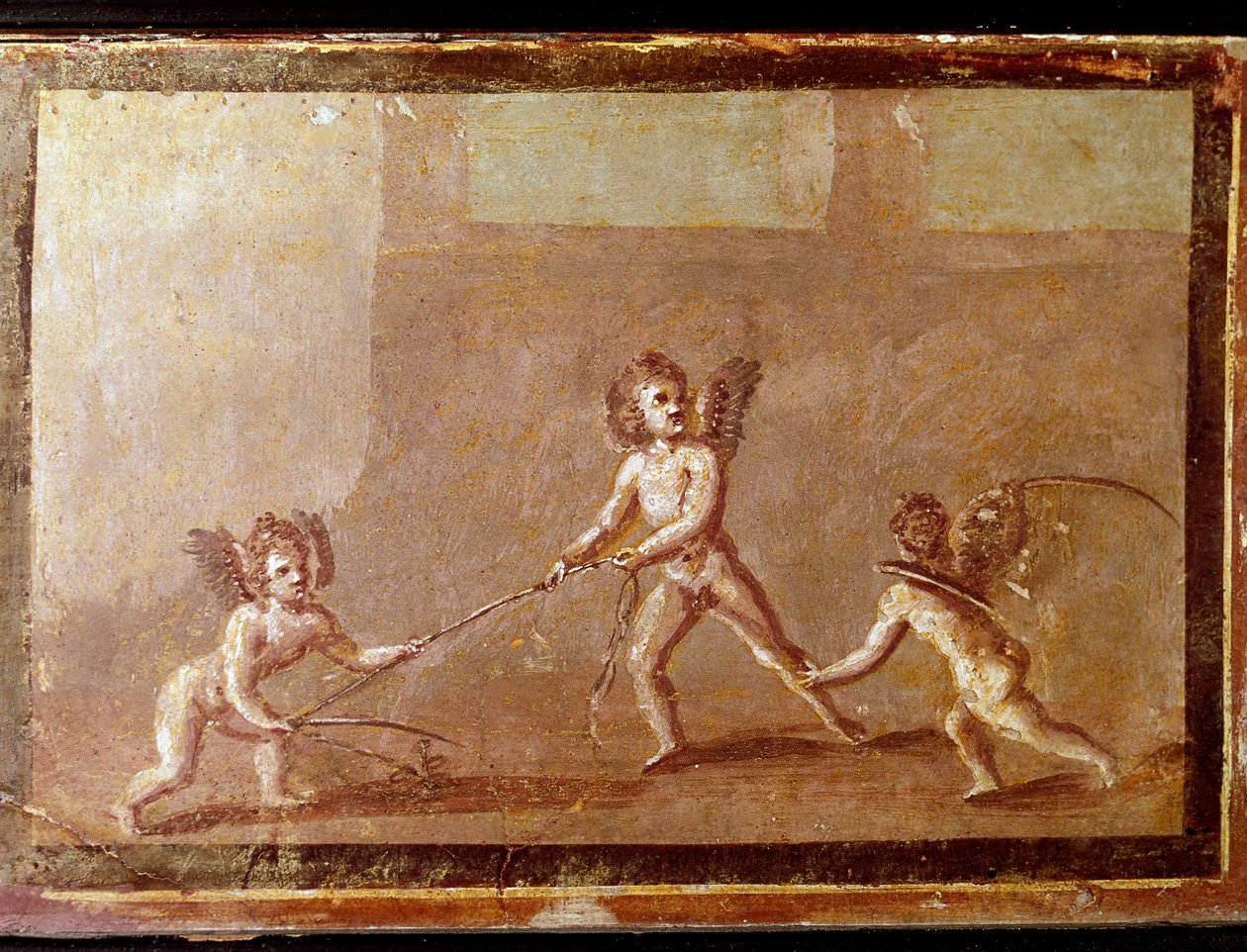 Amorové hrající si s provazem (freska od Roman