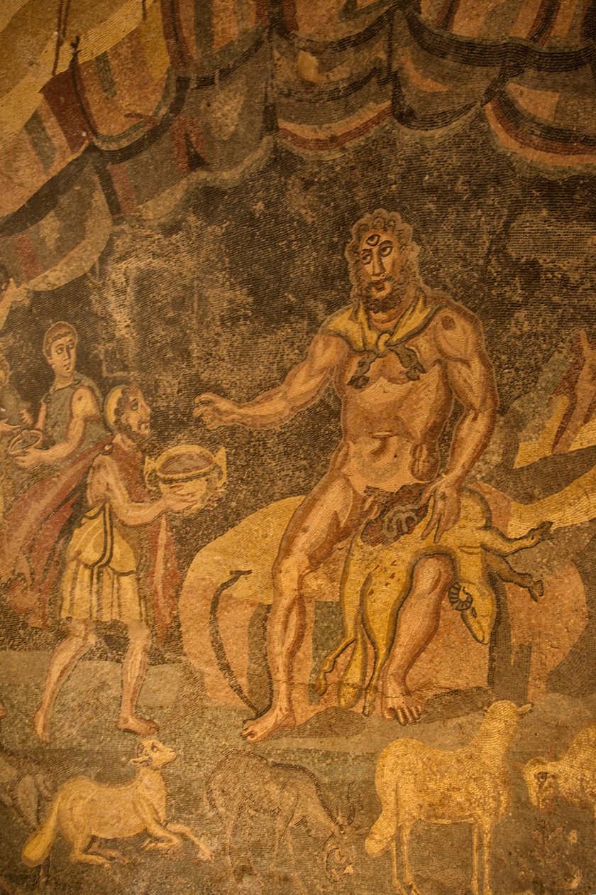 Podlahová mozaika Cyclops, Villa Romana del Casale, Piazza Armerina, Sicílie, Itálie (foto) od Roman