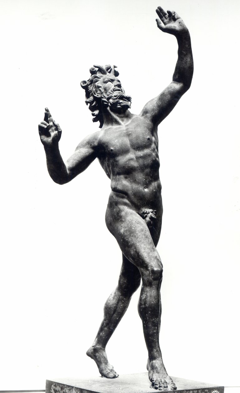 Tančící faun, z Faunova domu, Pompeje (bronz) (č/b foto) od Roman