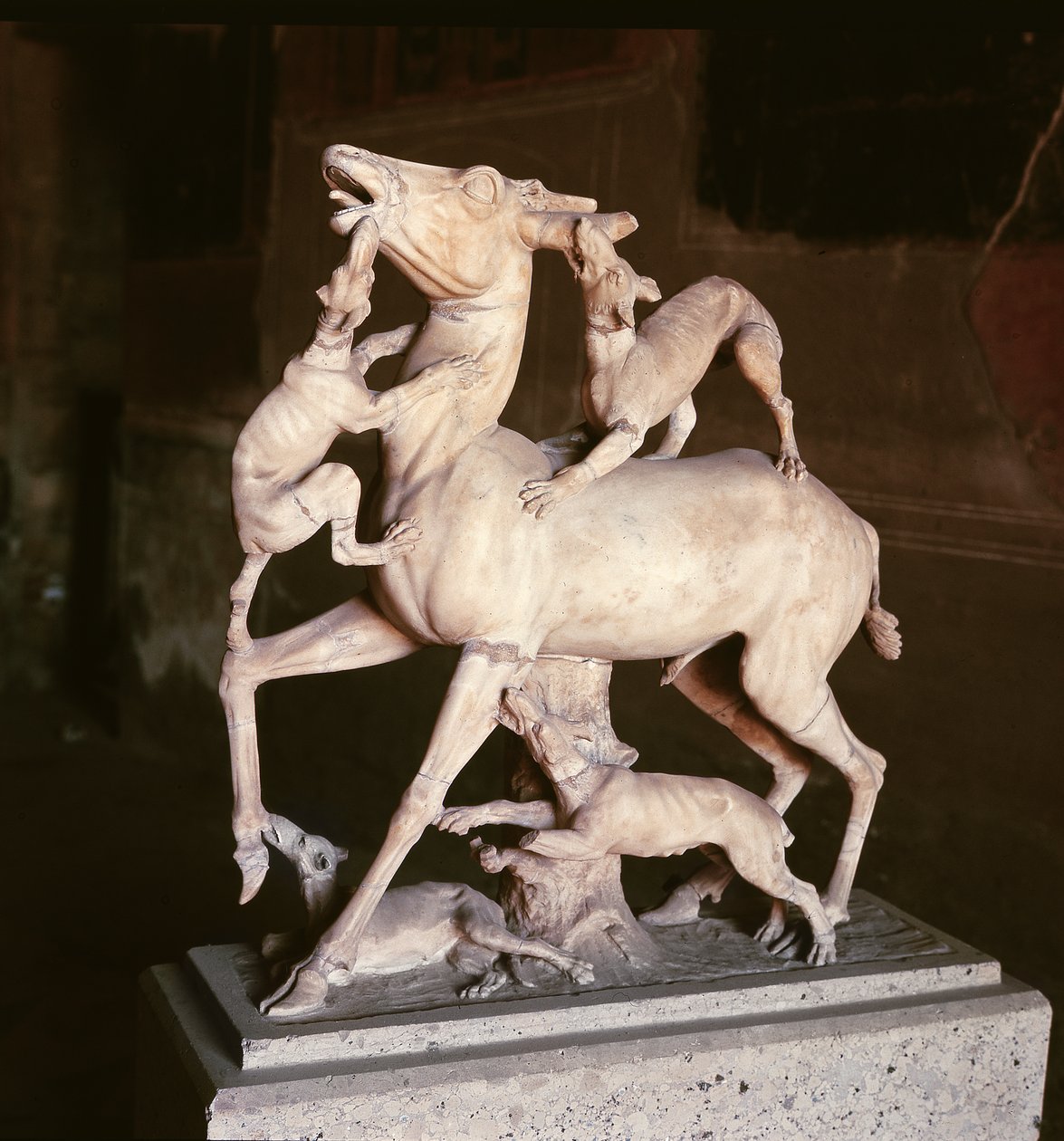 Jelen napadený psy, z Domu jelenů (mramor) od Roman