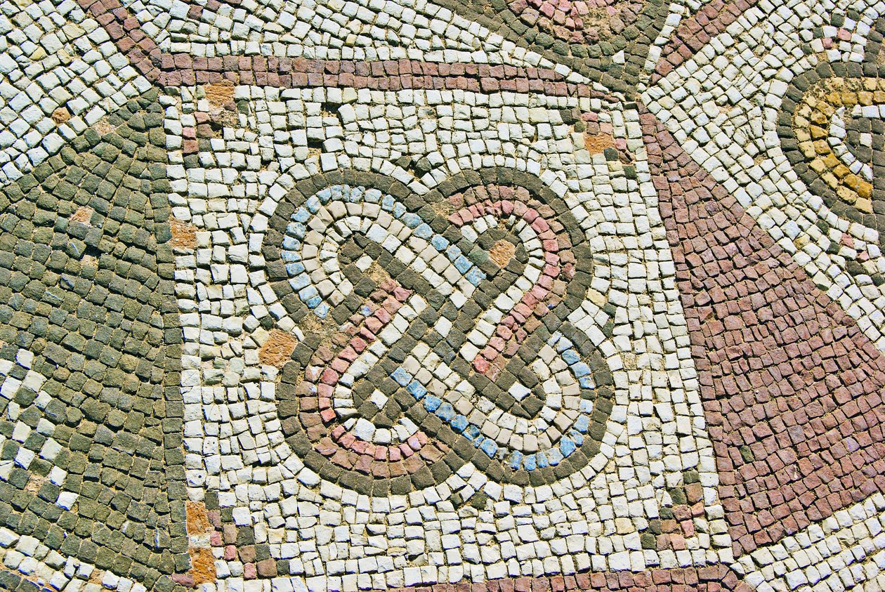 Detail gordického uzlu, Théseův dům, Paphos, Kypr mozaika od Roman