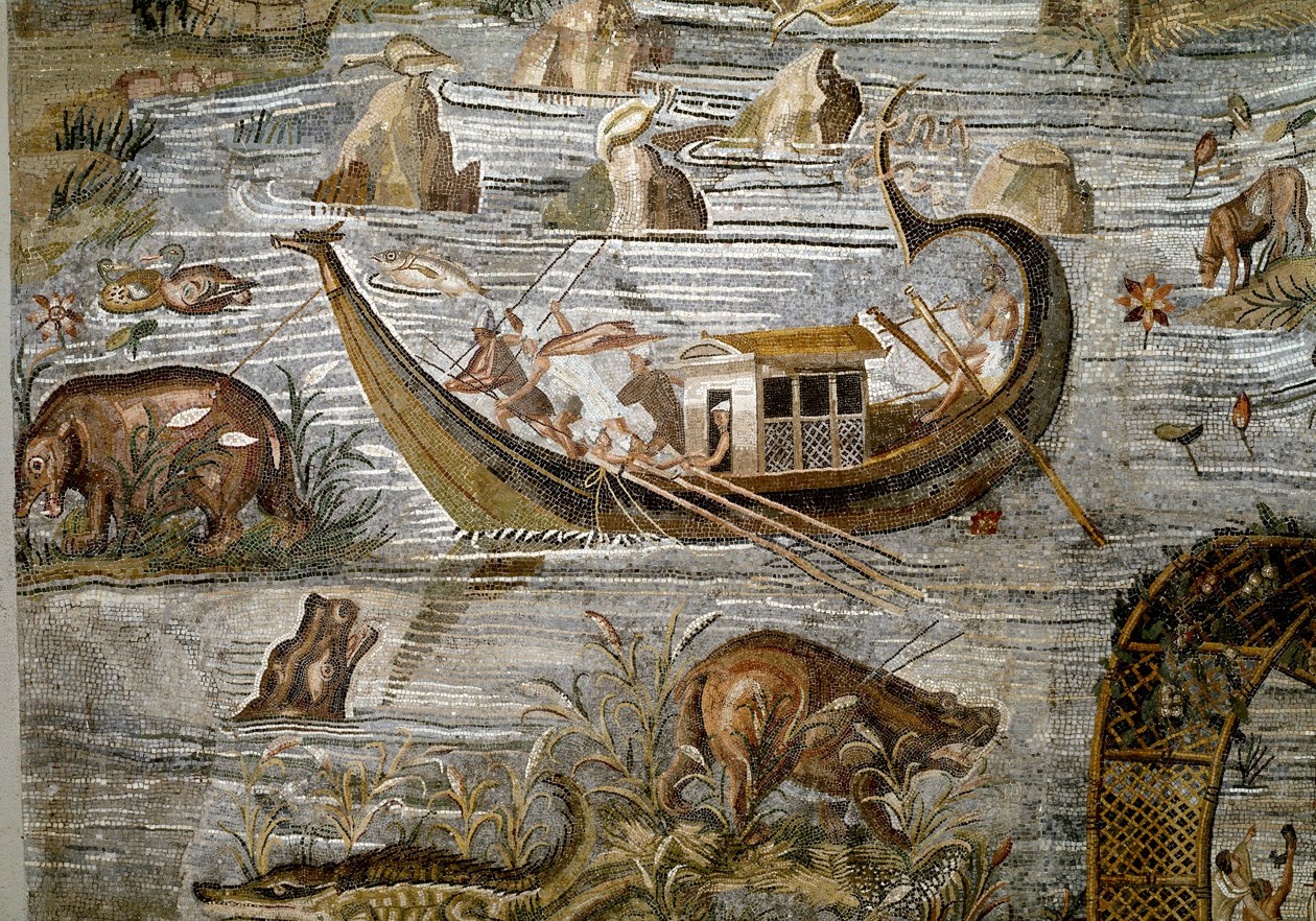 Detail nilotské mozaiky z Preneste (Palestrina) ze svatyně božstva Fortune Primigenia, 80 př.n.l. od Roman
