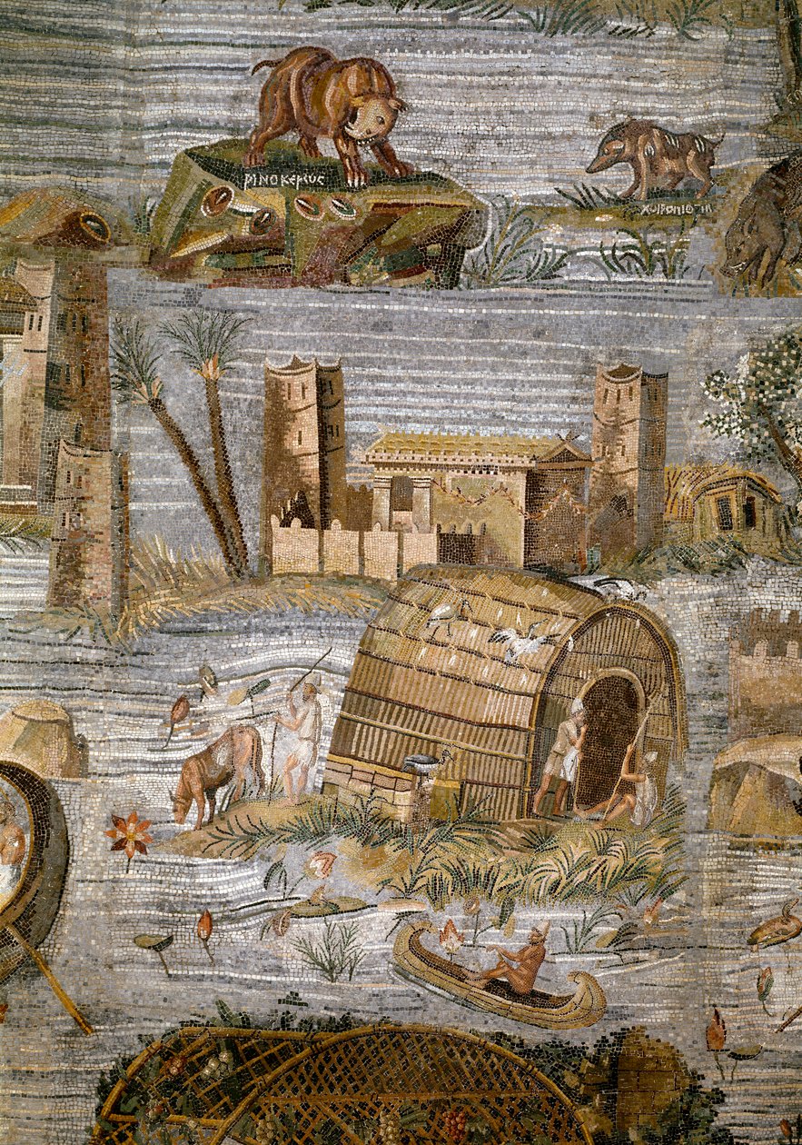 Detail nilotské mozaiky z Preneste (Palestrina) ze svatyně božstva Fortune Primigenia, 80 př.n.l. od Roman