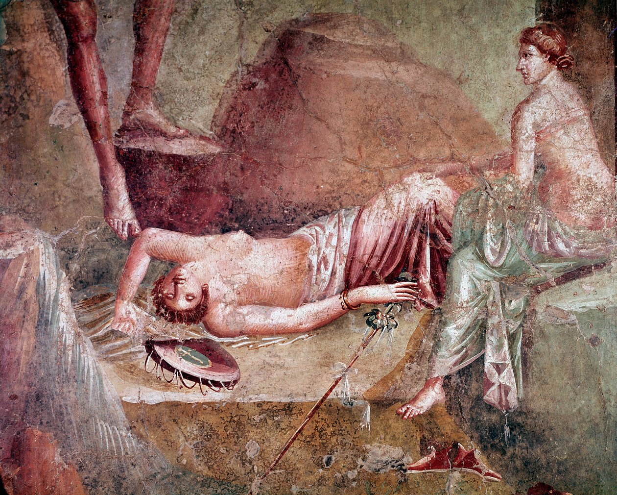 Opilá spící maenada (freska od Roman