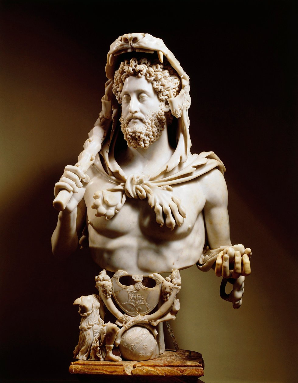 Císař Commodus (160-192) s Herkulovými symboly, mramorová socha, z kopce Esquilino od Roman