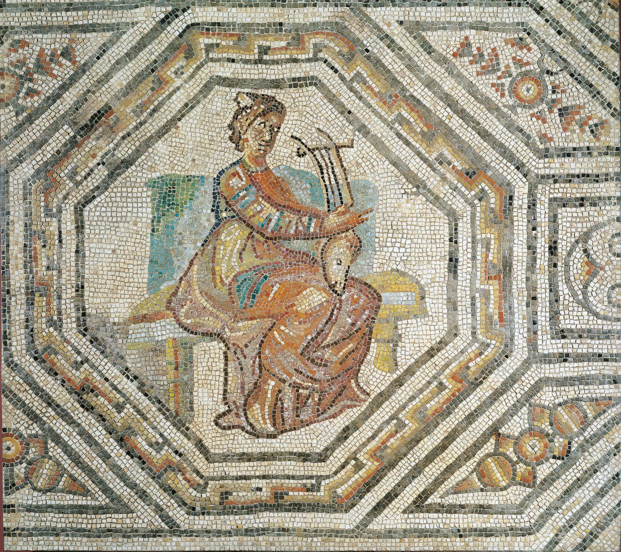 Erato, múza lyrické poezie, z Augusta Treverorum (mozaika) od Roman