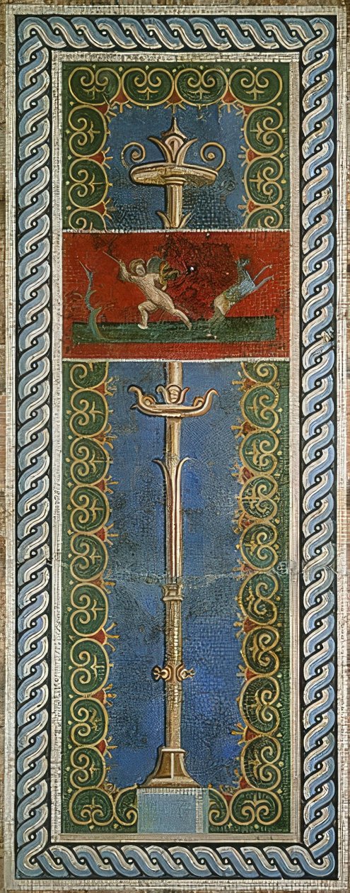 Eros jako lovec, detail nástěnné mozaiky, odkrytý v Pompejích od Roman