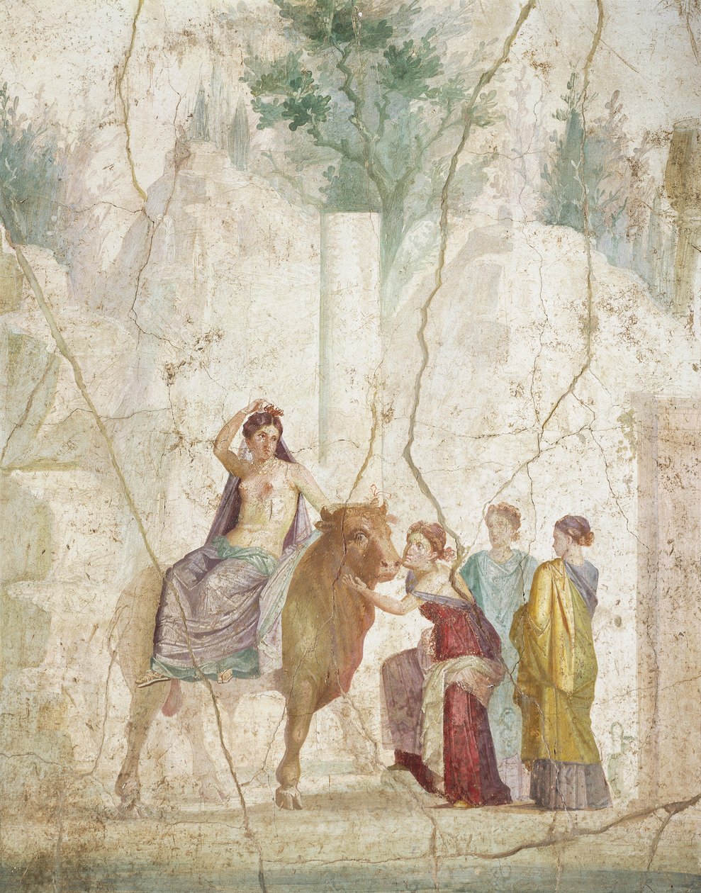 Freska zobrazující znásilnění Evropy, z Pompejí, římská civilizace od Roman