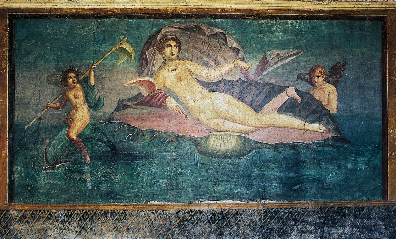 Freska zobrazující Venuši, Dům Venuše v Shell, Pompeje (Seznam světového dědictví UNESCO od Roman