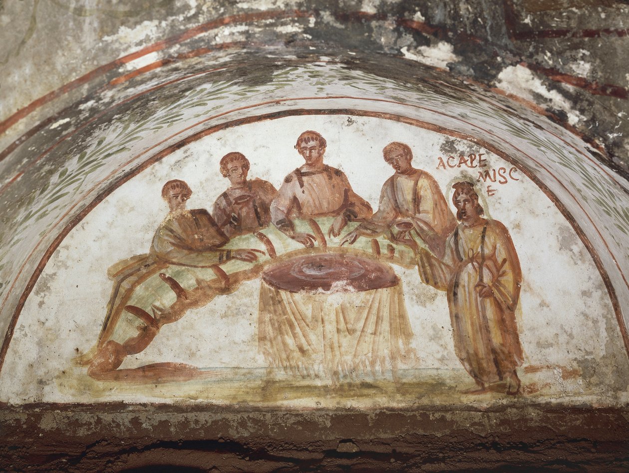 Freska zobrazující banketovou scénu (freska) od Roman