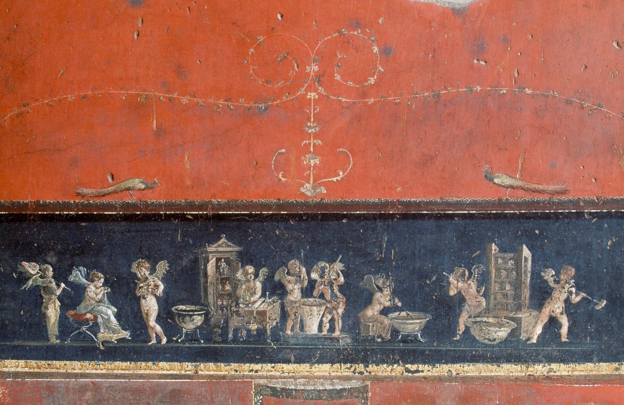 Vlys zobrazující amorky, Dům Vettii, Pompeje (Seznam světového dědictví UNESCO od Roman