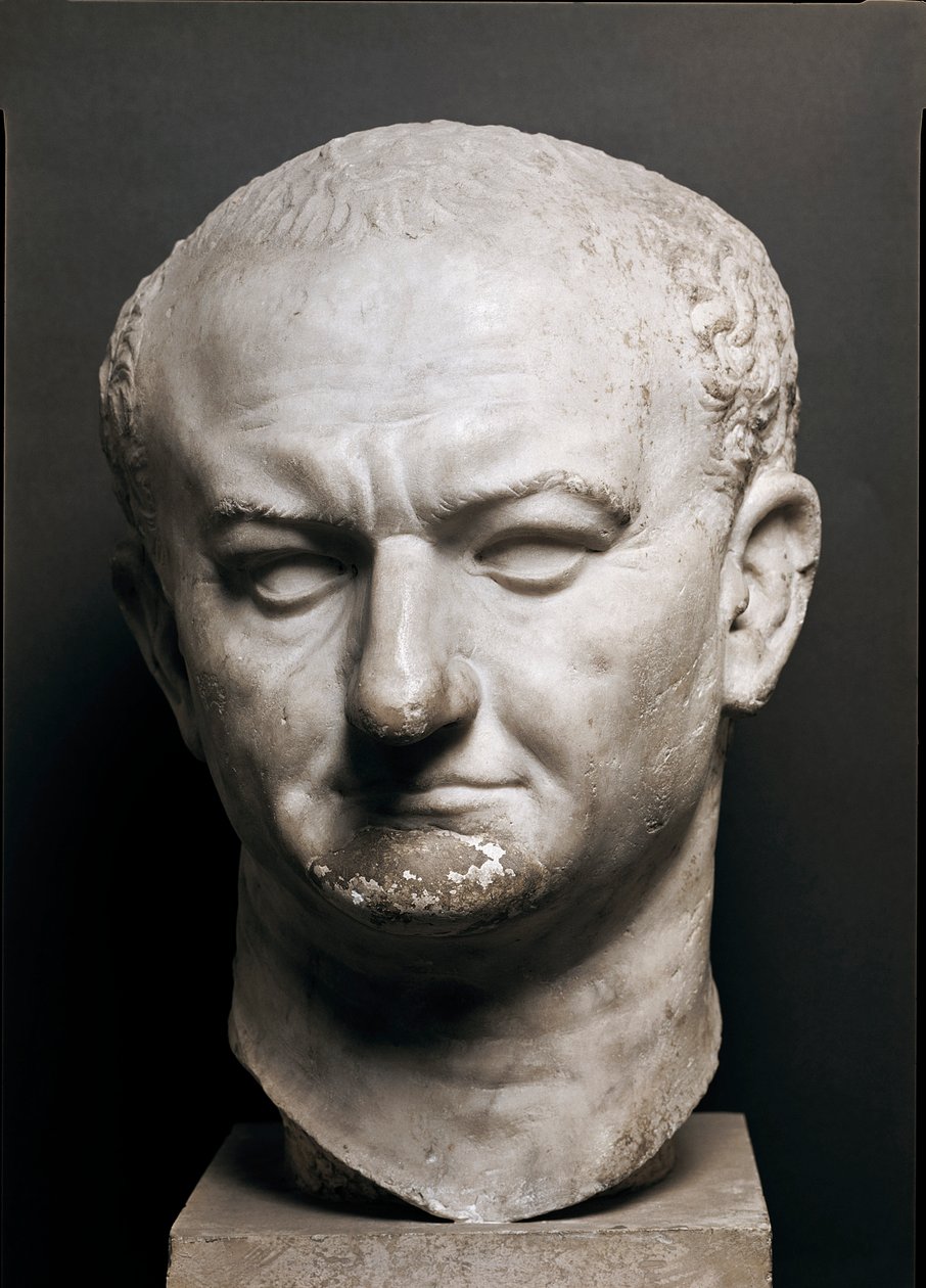 Hlava římského císaře Vespasiana (Vespasianus nebo Vespasiano, 9-79 p. JC) - Mramorová socha, Výška 40 cm - Řím, Museo Nazionale Romano - Hlava císaře Vaspasiana (Titus Flavius Vespasianus) (9-79) - Mramorová socha ( V. 40 cm) - Řím, Museo Naziona od Roman