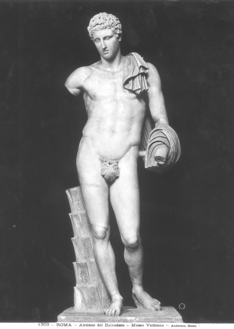 Hermes, zvaný Antinous del Belvedere (mramor) (černobílá fotografie) od Roman