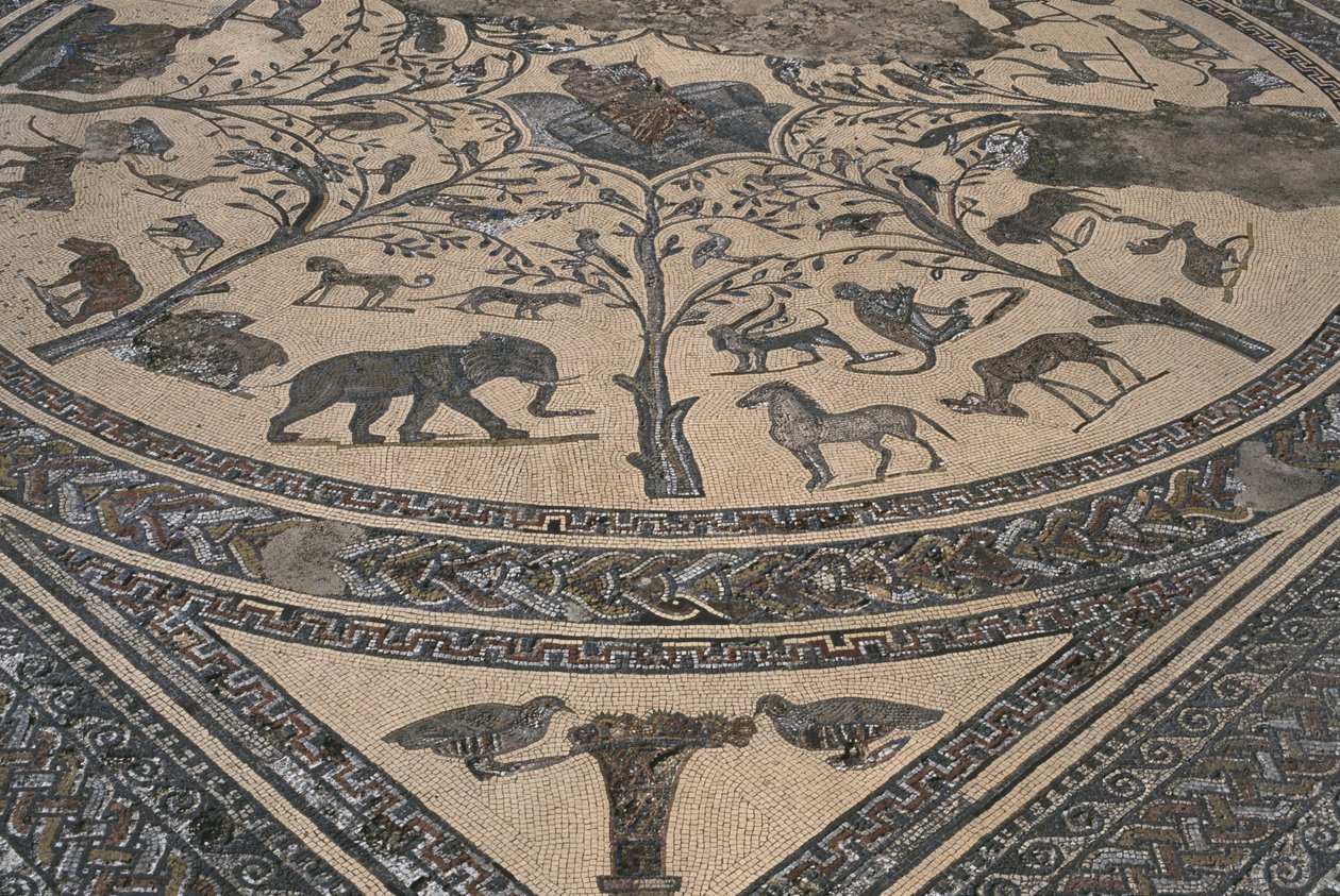 Dům Orpheus, Orpheus obklopený divokými zvířaty, detail (mozaika) od Roman