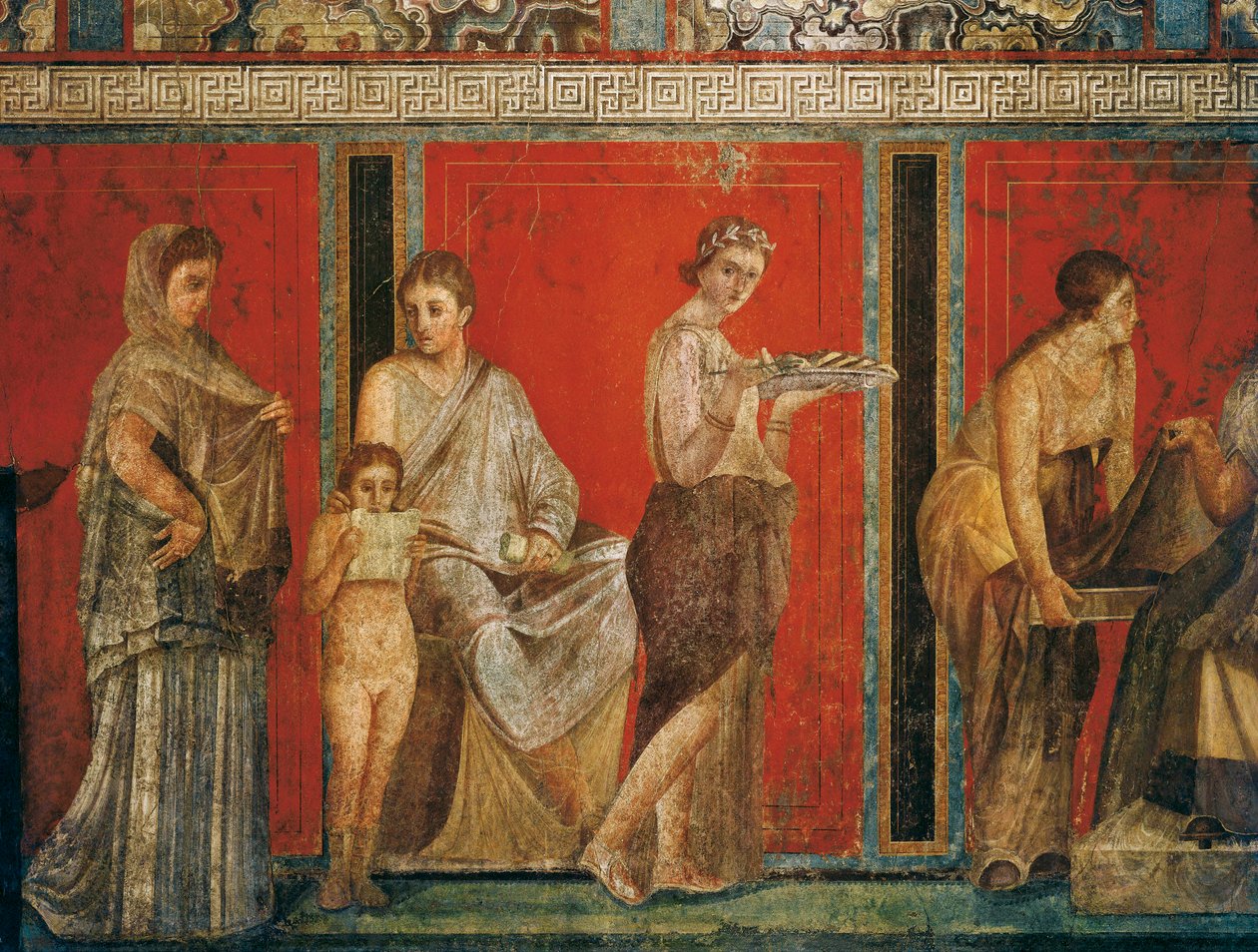 Iniciační obřady kultu Dionýsa, freska z Villa Dei Misteri od Roman
