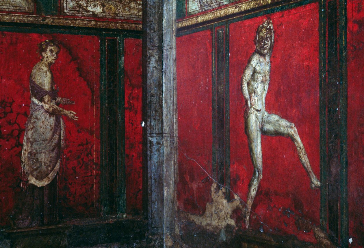 Iniciační obřady kultu Dionýsa, freska z Villa Dei Misteri od Roman