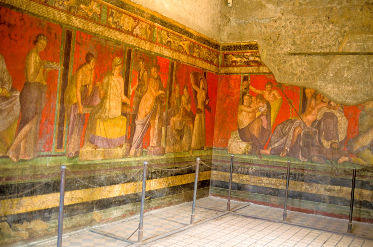 Iniciační obřady kultu Dionýsa, freska z Villa Dei Misteri od Roman