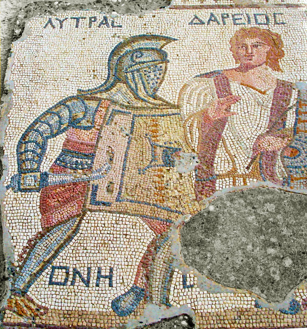 Lytras je oddělen od svého protivníka Dariosem, House of the Gladiators, Kourion, Kypr (mozaika) od Roman