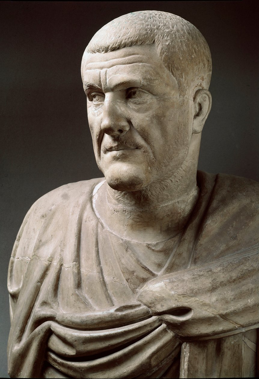 Mramorová socha císaře Maximina Thraxe (173-238) - Řím, Musei Capitolini - Busta císaře Maximina Thraxe - Mramorová socha - Řím, Musei Capitolini od Roman