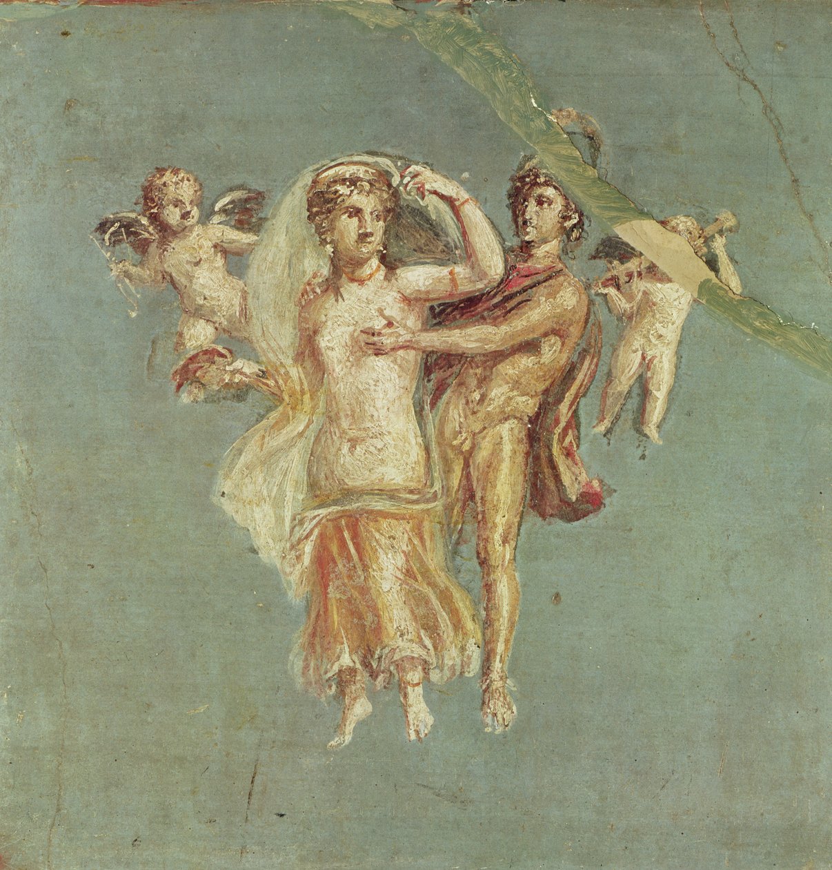Mars a Venuše s cherubíny na modrém pozadí, z Herculanea od Roman