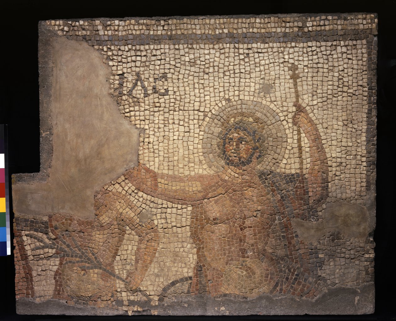 Mozaika z domu Menandrů s Zeus, 3. - 4. století (vápenec a mramorové tessery) od Roman