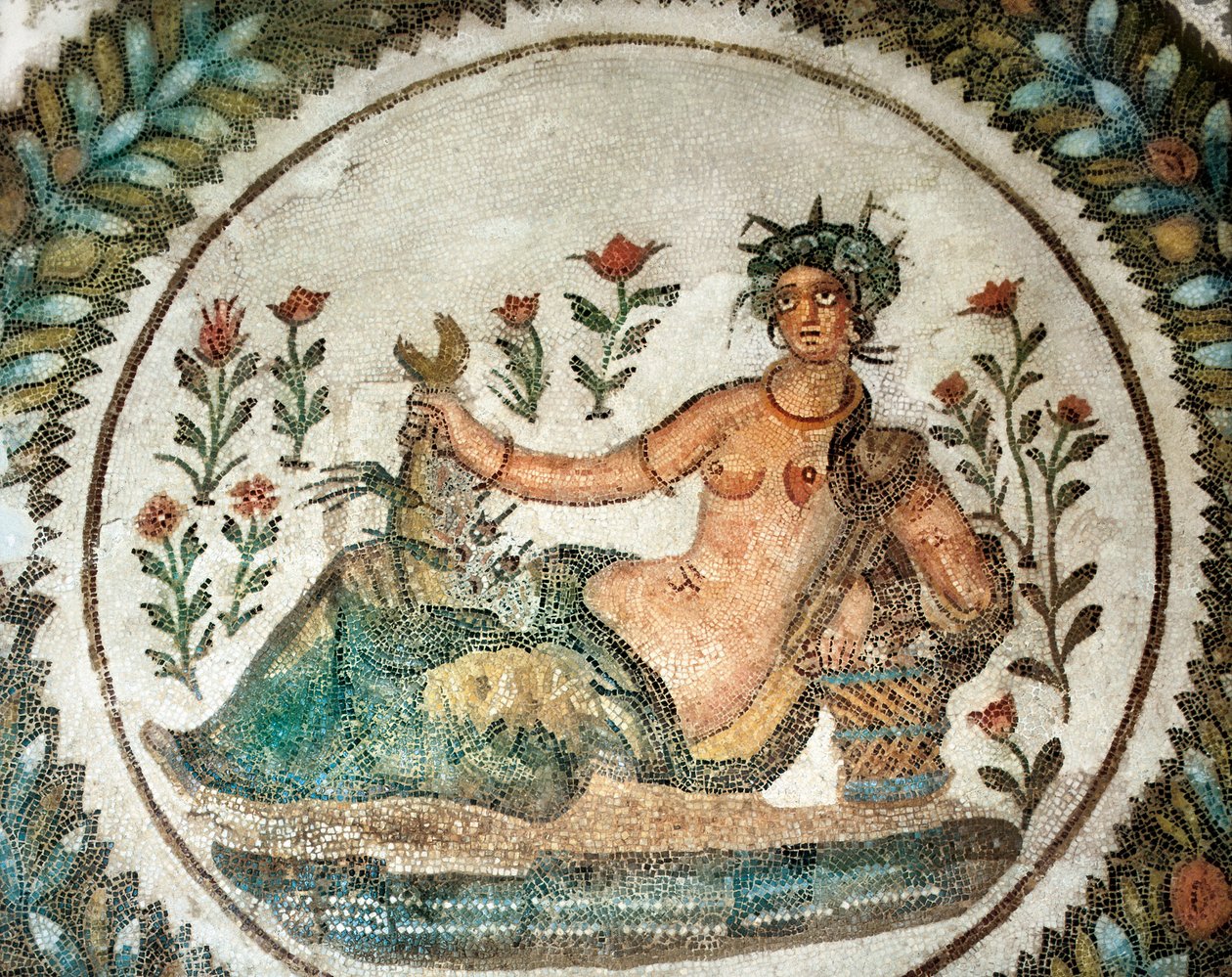 Mozaikové dílo zobrazující bohyni léta (neboli Ceres, bohyni pěstování rostlin), 3. století před naším letopočtem (mozaika) od Roman