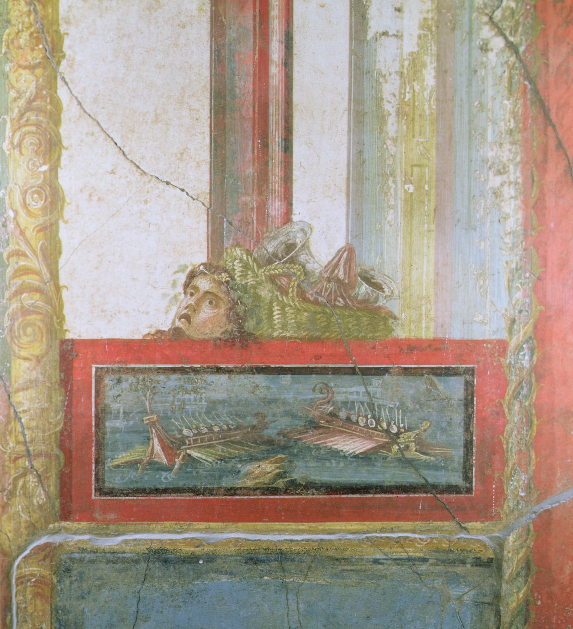 Námořní scéna, Pompeje, Itálie (freska) od Roman