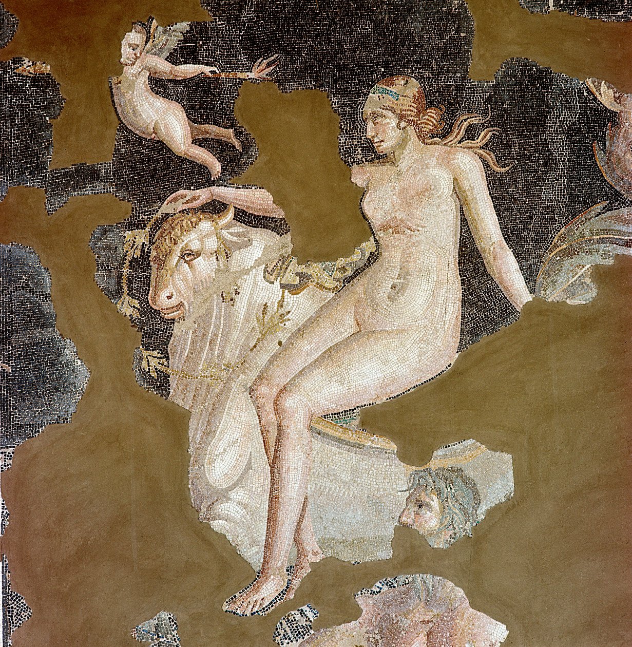 Nereid na mořském býkovi (mozaika od Roman