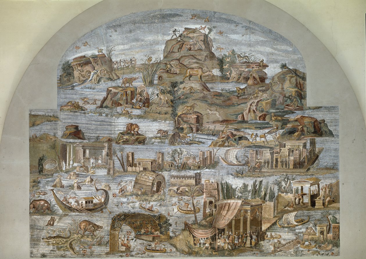 Nilotická mozaika Praeneste (Palestrina) ze svatyně božstva Fortuna Primigenia, 80 př.n.l. od Roman
