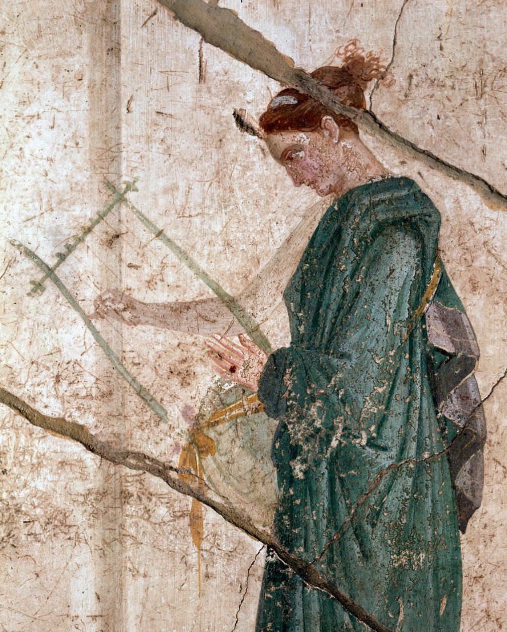Pan hudebník, mezi nymfami (freska od Roman